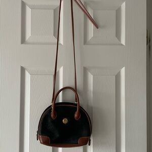 Vintage Carryland purse, Black and Brown Leather-Trim Dome Crossbody Bag
